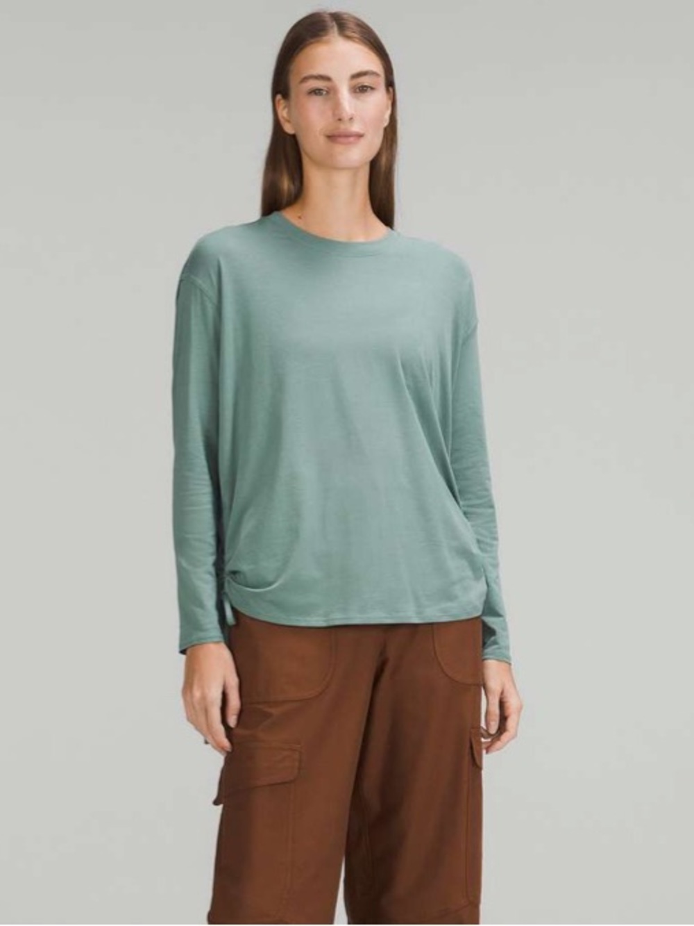 lululemon Pima Cotton Side-Cinch Long-Sleeve Shirt Long Sleeve Ruched Side Top